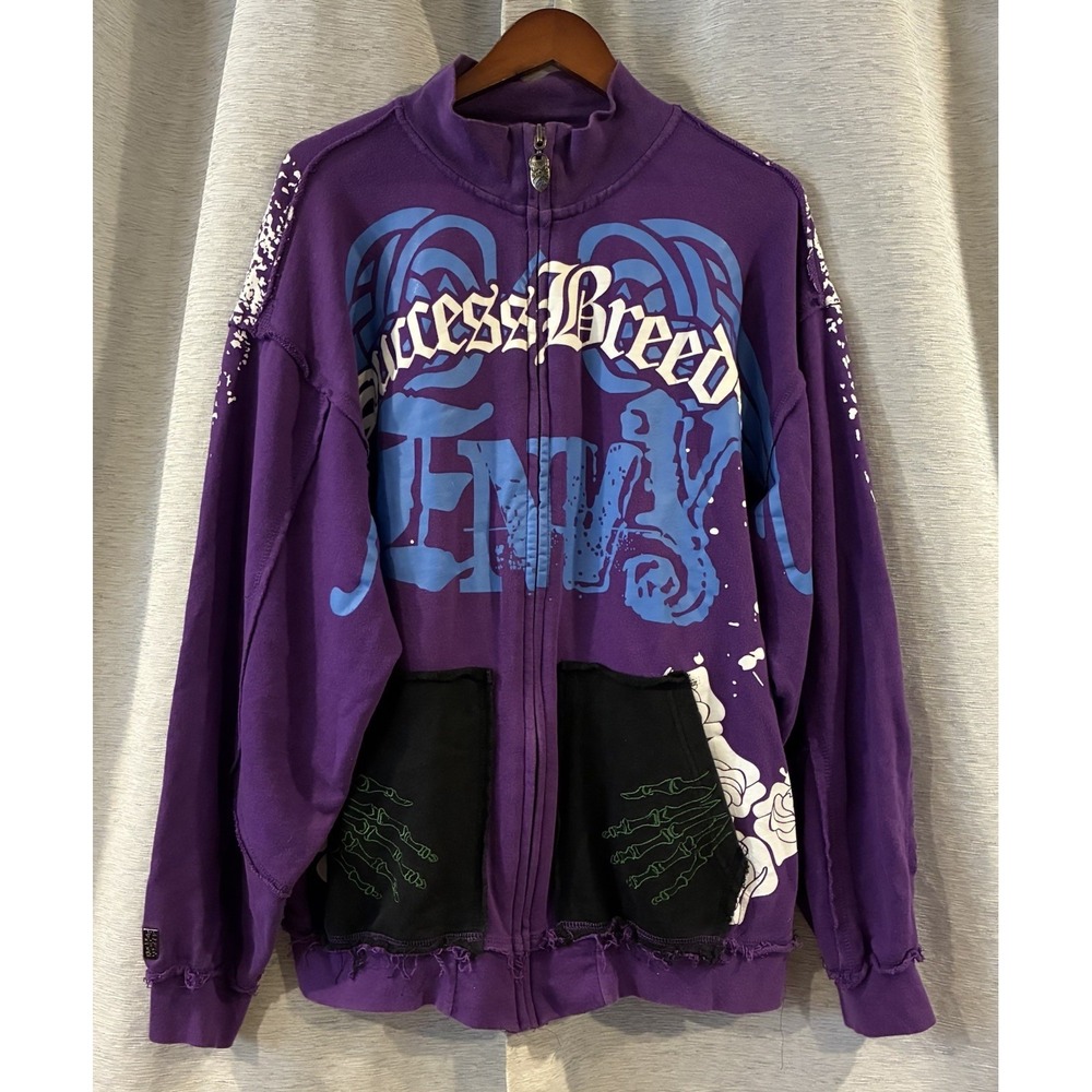 Vintage Y2K Blac Label Purple Hoodie Men's 3XL Skulls Success Breed‎